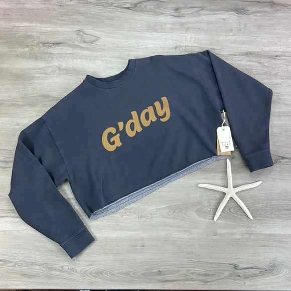🔆BILLABONG🔆 Hey Gday Cropped Crewneck Sweatshirt - Picture 2 of 12